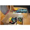Image 2 : TRAY OF TOY CARS TRUCKS AND TANK AND TRAY OF MARBLES