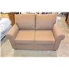 Image 1 : NEW HOME ELEGANCE MODDERN BROWN FABRIC PILLOW BACK LOVESEAT RETAIL $899