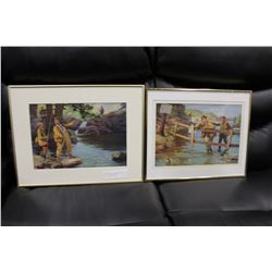 PAIR OF NEWLY FRAMED VINTAGE FLY FISHING PRINTS