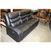 Image 2 : FLOOR MODEL ASHLEY DESIGN BLACK LEATHER DOUBLE RECLINING SOFA, RETAIL $1299