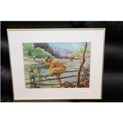 NEWLY FRAMED VINTAGE FLY FISHING PRINT