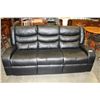 Image 1 : FLOOR MODEL ASHLEY DESIGN BLACK LEATHER DOUBLE RECLINING SOFA, RETAIL $1299