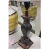 Image 2 : THREE VARIOUS TABLE LAMPS CRYSTAL POTTERY AND HAND PAINTED WOOD