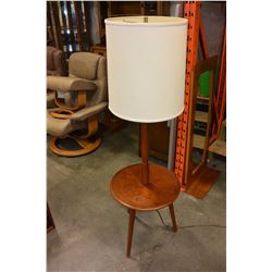 TEAK FLOOR LAMP WITH SHELF