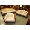 Image 1 : TEAK 3 PIECE SOFA SET ORIGINAL FABRIC