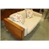 Image 8 : TEAK 3 PIECE SOFA SET ORIGINAL FABRIC