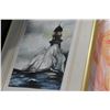 Image 2 : ORIGINAL WATER COLOR OF LIGHT HOUSE AND ARTIST SELF PORTRAIT
