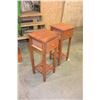 Image 2 : PAIR OF TEAK STAINED ONE DRAWER STNADS