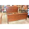 Image 1 : KINGSIZE MAHOGANY CARVED SLEIGH BEDFRAME, SMALL CHIP ON RIGHT SIDE OF HEADBOARD