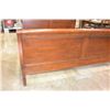 Image 2 : KINGSIZE MAHOGANY CARVED SLEIGH BEDFRAME, SMALL CHIP ON RIGHT SIDE OF HEADBOARD