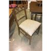 Image 2 : VINTAGE PAINTED BROWN DINING TABLE AND 4 CARVED BACK REUPHOLSTERED CHAIRS