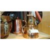 Image 2 : SHELF LOT OF COPPER KETTLE TEAPOT AND COAL HODS ETC