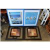 Image 1 : 2 ABSTRACT FRAMED PRINTS AND 2 BLUE FRAMED PRINTS