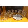 Image 1 : 8 FROSTED GLASS GOBLETS TWO ETCHED GOBLETS AND ASSORTED GLASS ETCHED PIECES