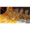 Image 2 : 8 FROSTED GLASS GOBLETS TWO ETCHED GOBLETS AND ASSORTED GLASS ETCHED PIECES