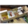 Image 2 : ART GLASS VASE PLATTER AND EARLY KITCHEN MOLDS AND TRAY OF JEWELLRY