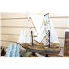 Image 2 : VINTAGE SHIP BOOKENDS AND MODEL SHIP AND WOOD BIRD