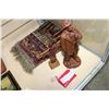 Image 1 : CRAVED FIREMAN AND RELIGIOUS FIGURE ROSARY AND TAPESTRY