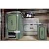 Image 1 : GREEN CANNISTER SET BREADBOX WASTE BIN POT AND TOASTER