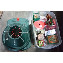 TOTE OF CHRISTMAS AND TREE STAND