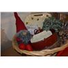 Image 2 : BASKET OF CHRISTMAS DECORATIONS AND LARGE RED BOWL