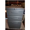 Image 2 : GREY METAL 3 DRAWER FILING CABINET WITH KEY
