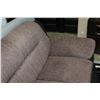 Image 3 : FLOOR MODEL CONTEMPORARY HARD SEATING 2 TONE BROWN FABRIC/ LEATHER LOVESEAT