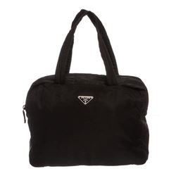 Prada Black Nylon Double Handle Tote Bag