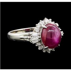 4.34 ctw Star Ruby and Diamond Ring - Platinum