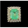 Image 2 : GIA Cert 19.72 ctw Emerald and Diamond Ring - 14KT Yellow Gold