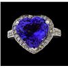 GIA Cert 7.72 ctw Tanzanite and Diamond Ring - 14KT White Gold