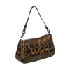 Image 2 : Coach Blue Monogram Canvas Tan Leather Trim Pochette Shoulder Handbag
