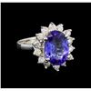 14KT White Gold 3.00 ctw Tanzanite and Diamond Ring