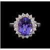 Image 2 : 5.03 ctw Tanzanite and Diamond Ring - 14KT White Gold