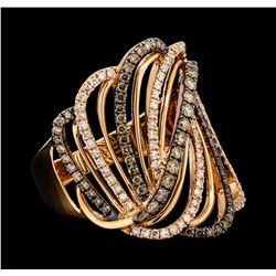 0.84 ctw White and Brown Diamond Ring - 14KT Rose Gold