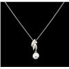 0.12 ctw Pearl and Diamond Pendant - 14KT White Gold