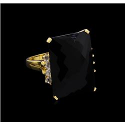 20.92CT Black Onyx and Diamond Ring - 14KT Yellow Gold