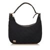Gucci Black Canvas Jacquard Leather Trim Shoulder Bag