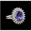 3.58 ctw Tanzanite and Diamond Ring - 14KT White Gold