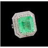 GIA Cert 19.14 ctw Emerald and Diamond Ring - 14KT White Gold