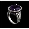 Image 3 : 8.32 ctw Amethyst and Diamond Ring - 14KT White Gold