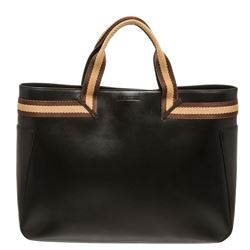 Gucci Black Brown Leather Double Handle Tote Bag