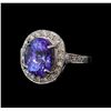 6.64 ctw Tanzanite and Diamond Ring - 14KT White Gold