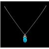 Image 2 : 4.78 ctw Turquoise and Diamond Pendant With Chain - 14KT White Gold