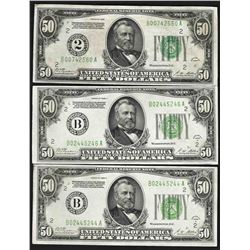 Lot of (3) 1928A $50 Federal Reserve Notes New York