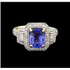 Image 2 : 14KT Yellow Gold 2.24 ctw Tanzanite and Diamond Ring