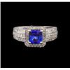 Image 2 : 14KT White Gold 1.33 ctw Tanzanite and Diamond Ring