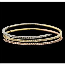 2.67 ctw Diamond Bracelet - 14KT Tri Color Gold