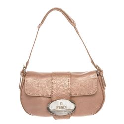 Fendi Pink Metallic Leather Selleria Small Shoulder Bag