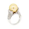 Image 6 : 1.40 ctw Diamond and Pearl Ring - 14KT White Gold